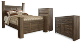 Juararo Queen Poster Bed, Dresser and Chest