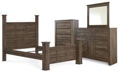 Juararo Queen Poster Bed, Dresser and Mirror