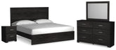 Belachime King Panel Bed, Dresser, Mirror, and Nightstand