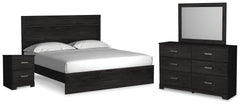 Belachime King Panel Bed, Dresser, Mirror, and Nightstand