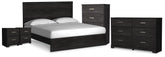 Belachime King Panel Bed, Dresser, Chest and 2 Nightstands