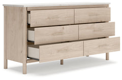 Cadmori King Upholstered Panel Bed, Dresser and Nightstand