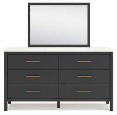 Cadmori Full Upholstered Panel Bed, Dresser and Mirror