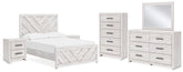 Cayboni Full Panel Bed, Dresser, Mirror, Chest and 2 Nightstands