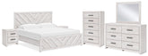 Cayboni King Panel Bed, Dresser, Mirror, Chest and 2 Nightstands