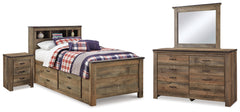 Trinell Twin Bookcase Storage Bed, Dresser, Mirror and Nightstand