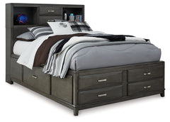 Caitbrook Full Storage Bed with Mirrored Dresser