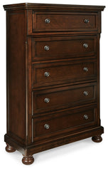 Porter California King Panel Bed, Dresser, Mirror and Chest