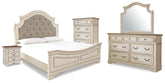 Realyn King Panel Bed, Dresser, Mirror, Chest and Nightstand