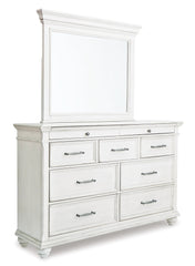Kanwyn King Panel Bed with Storage, Dresser and Mirror