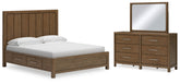 Cabalynn King Panel Bed with Storage, Dresser and Mirror