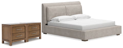 Cabalynn King Upholstered Bed and 2 Nightstands
