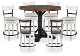 Valebeck Counter Height Dining Table and 6 Barstools