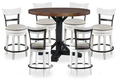 Valebeck Counter Height Dining Table and 6 Barstools