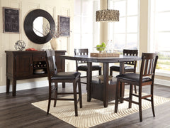 Haddigan Counter Height Dining Table, 4 Barstools and Server