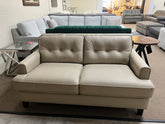FLOOR MODEL BARBARA PALLISER LOVESEAT REAL LEATHER MATCH