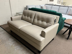 FLOOR MODEL BARBARA PALLISER LOVESEAT REAL LEATHER MATCH