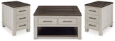 Darborn Lift-top Coffee Table and 2 Chairside End Tables
