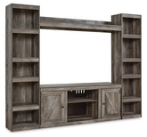 Wynnlow - 4-Piece Entertainment Center With LG TV Stand W/Fireplace Option - Gray - Home Style Furniture