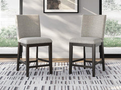 Neymorton - Upholstered Barstool (Set of 2) - Dark Grayish Brown