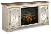 Realyn - 2 Pc. - 74" TV Stand with Electric Infrared Fireplace Insert - Chipped White