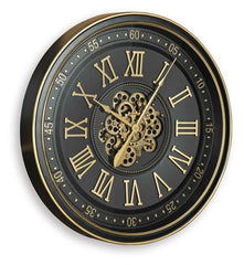 Dairton - Wall Clock - Black / Gold Finish