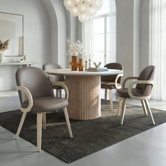 Thalia/Celest - 5 Piece Dining Set - Ivory / Dark Taupe