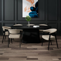 Tovas/Bexley - 7 Piece Dining Set - Black / Mushroom