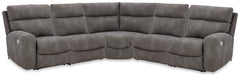 Next-Gen Durapella - 5-Piece Power Reclining Sectional With RAF And LAF Recliners - Slate - Faux Leather