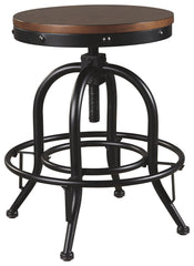 Valebeck - Swivel Barstool (Set of 2) - Brown / Black