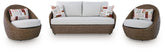Double Point - Loveseat, Swivel Chairs Set (Set of 3) - Beige