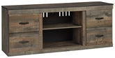 Trinell - TV Stand w/Fireplace Option - 60" x 14.8" x 24.33" - Brown Dark
