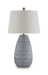 Kaidins - Ceramic Table Lamp - White / Blue