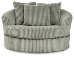 Lindyn - Oversized Swivel Accent Chair - Fabric - Fog