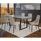 Gavin/Venice - 7 Piece Dining Set - Black / Beige
