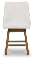 Cabalynn - Upholstered Swivel Barstool (Set of 2) - Oatmeal / Light Brown