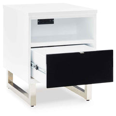 Gardoni - Chair Side End Table - White / Black