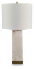 Linderfield - Alabaster Table Lamp - White / Gold Finish