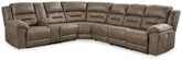 Ravenel - 4-Piece Power Reclining Sectional With Laf Power Reclining Loveseat With Console - Faux Leather - Fossil