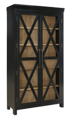 Ridgester - Display Cabinet - Light Brown / Black