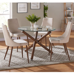 Rocca/Cora - 5 Piece Dining Set - Walnut / Beige