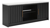Cadmori - XL TV Stand With Fireplace Option - Black / White