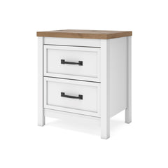 Kerisden - Two Drawer Night Stand - White / Brown