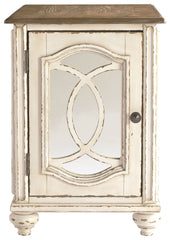 Realyn - Chair Side End Table - Insert Mirror - White / Brown