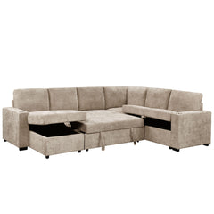 Lennox - Sectional With Bed & Storage - Beige