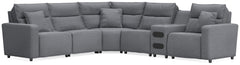 Modmax II - 6-Piece Power Reclining Sectional With Audio Console - Salt And Pepper - Next-Gen Nuvella