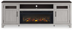 Darborn - 88" TV Stand With Electric Infrared Fireplace Insert - Gray / Brown