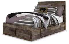 Derekson - Full Panel Bed With 6 Storage Drawers - Multi Gray - Wood