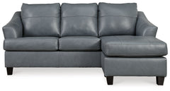 Genoa - Sofa Chaise - Leather Match - Steel