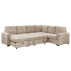 Lennox - Sectional With Bed & Storage - Beige